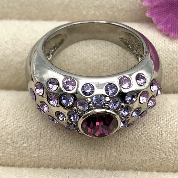 Chunky Dome Crystal Scatter Cocktail Ring - Picture 5 of 12